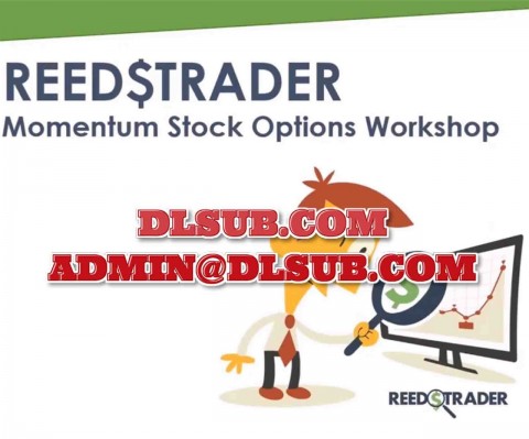 Course platform screenshot showing Reedstrader - Momentum Stock Options Workshop online training program, momentum strategies